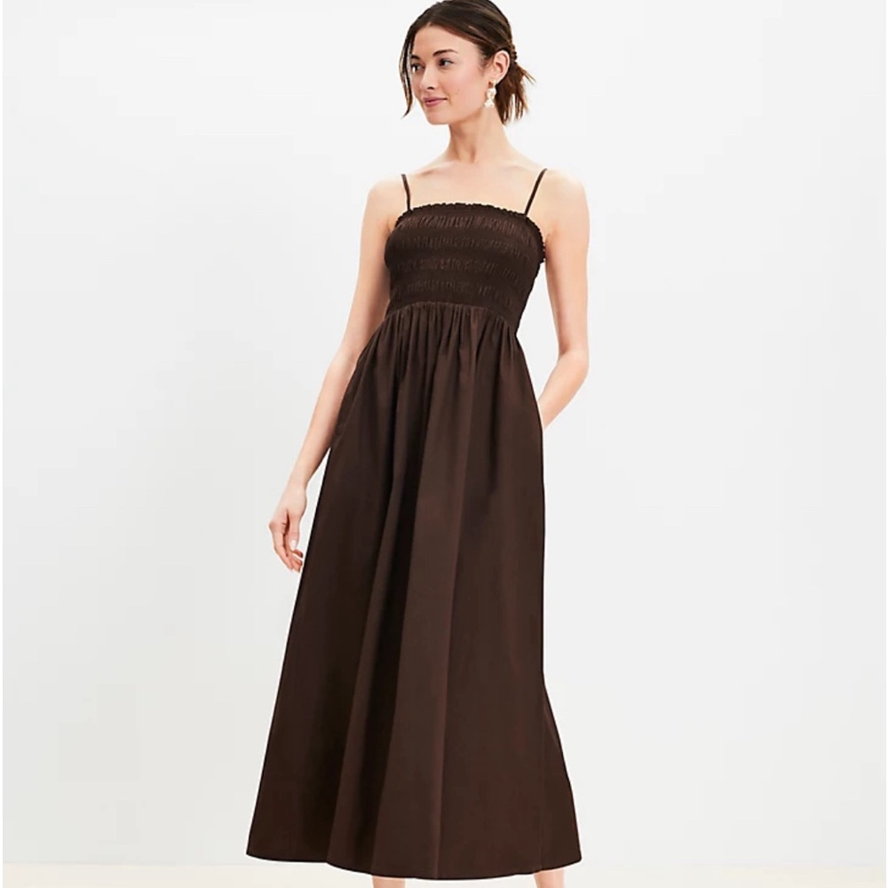 Poplin Smocked Strappy Maxi Dress
